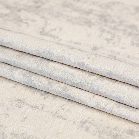 Cream Polyester Chenille with Metallic Silver Foil