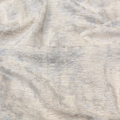 Cream Polyester Chenille with Metallic Silver Foil