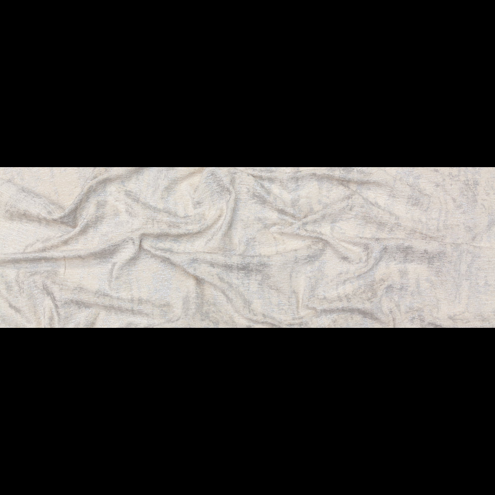 Cream Polyester Chenille with Metallic Silver Foil