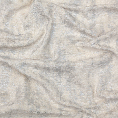 Cream Polyester Chenille with Metallic Silver Foil