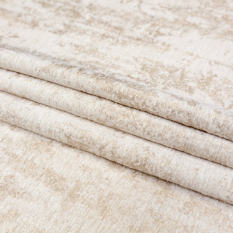 White Polyester Chenille with Metallic Champagne Foil