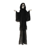 8 Ft 2 Inch Hanging Skeleton Reaper Black Cloak Halloween Decoration
