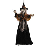 27 1/2" Hanging Smiling Witch with Gray Hair Halloween Decoration
