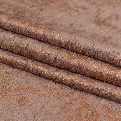 Brown Polyester Chenille with Metallic Bronze Foil