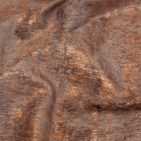 Brown Polyester Chenille with Metallic Bronze Foil
