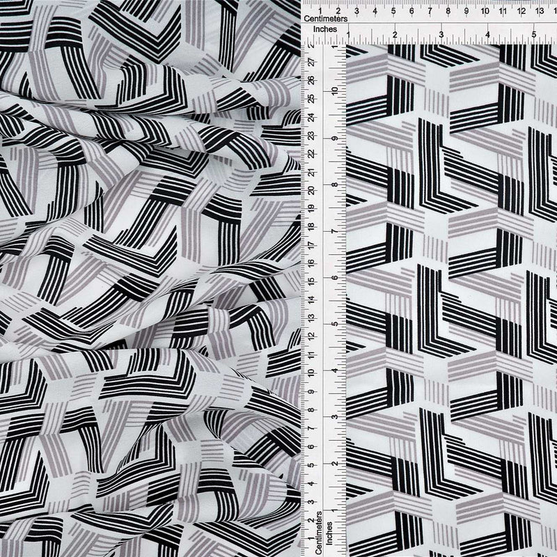 Wool Dobby Geometric Print Fabric