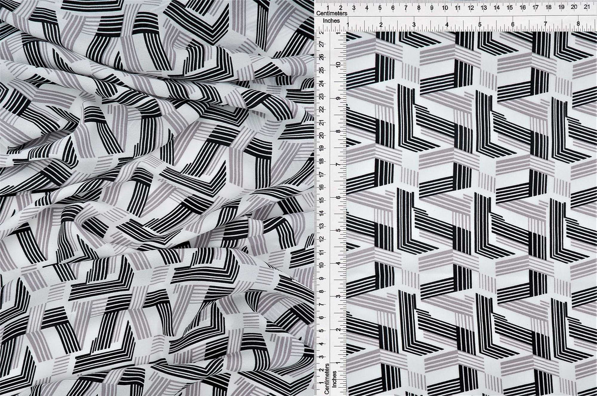 Wool Dobby Geometric Print Fabric