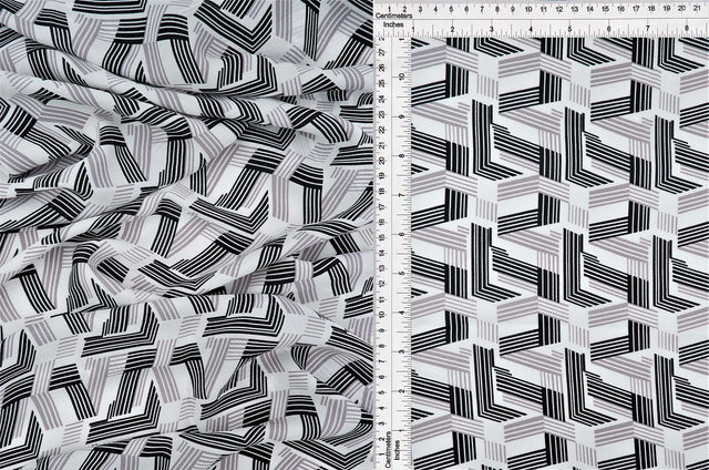 Wool Dobby Geometric Print Fabric