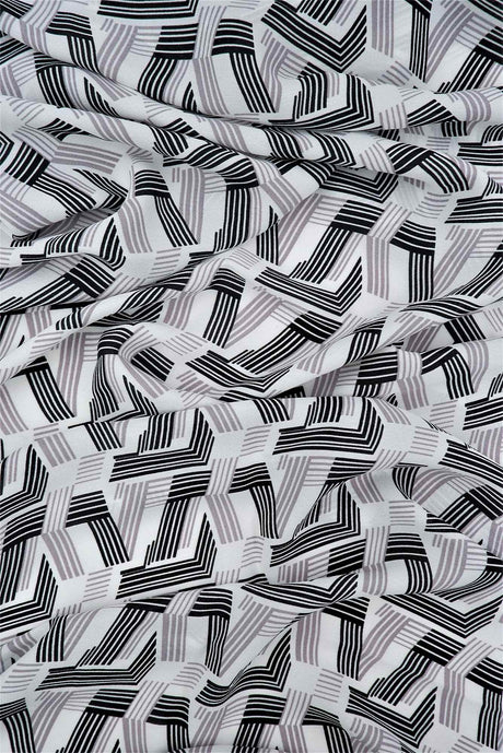Wool Dobby Geometric Print Fabric