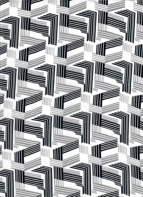 Wool Dobby Geometric Print Fabric