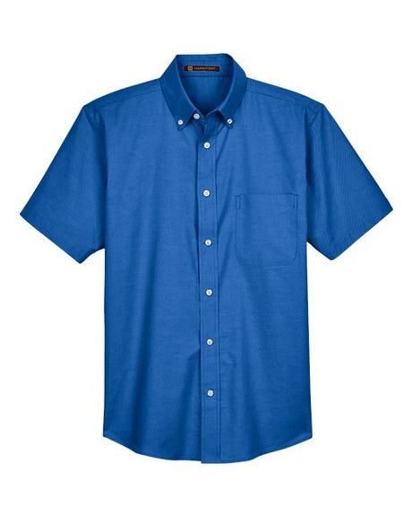 Harriton Men's Oxford Short Sleeve Shirt with Stain-Release