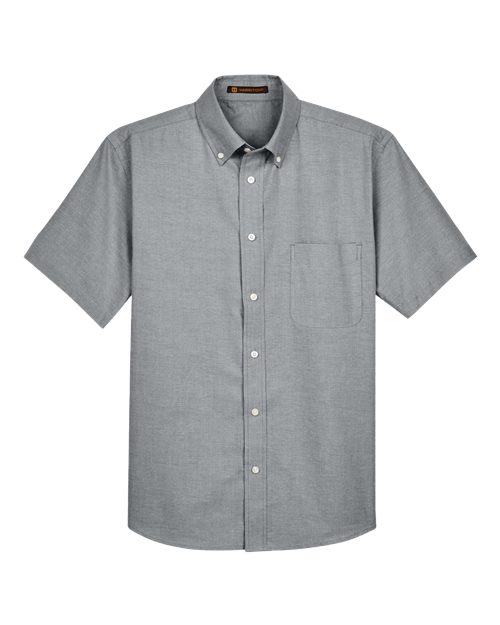 Harriton Men's Oxford Short Sleeve Shirt with Stain-Release