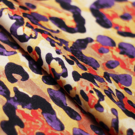 Feline Deco Polyester Spandex Fabric - Leopard Print, Pink/Orange/Turquoise, 58/60" Width (1 Yard)