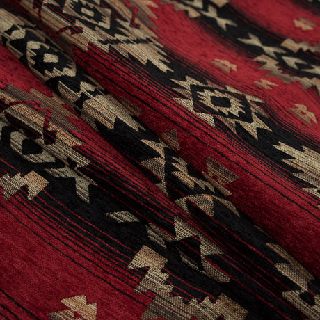 Fire Geometric Stripes Polyester Chenille