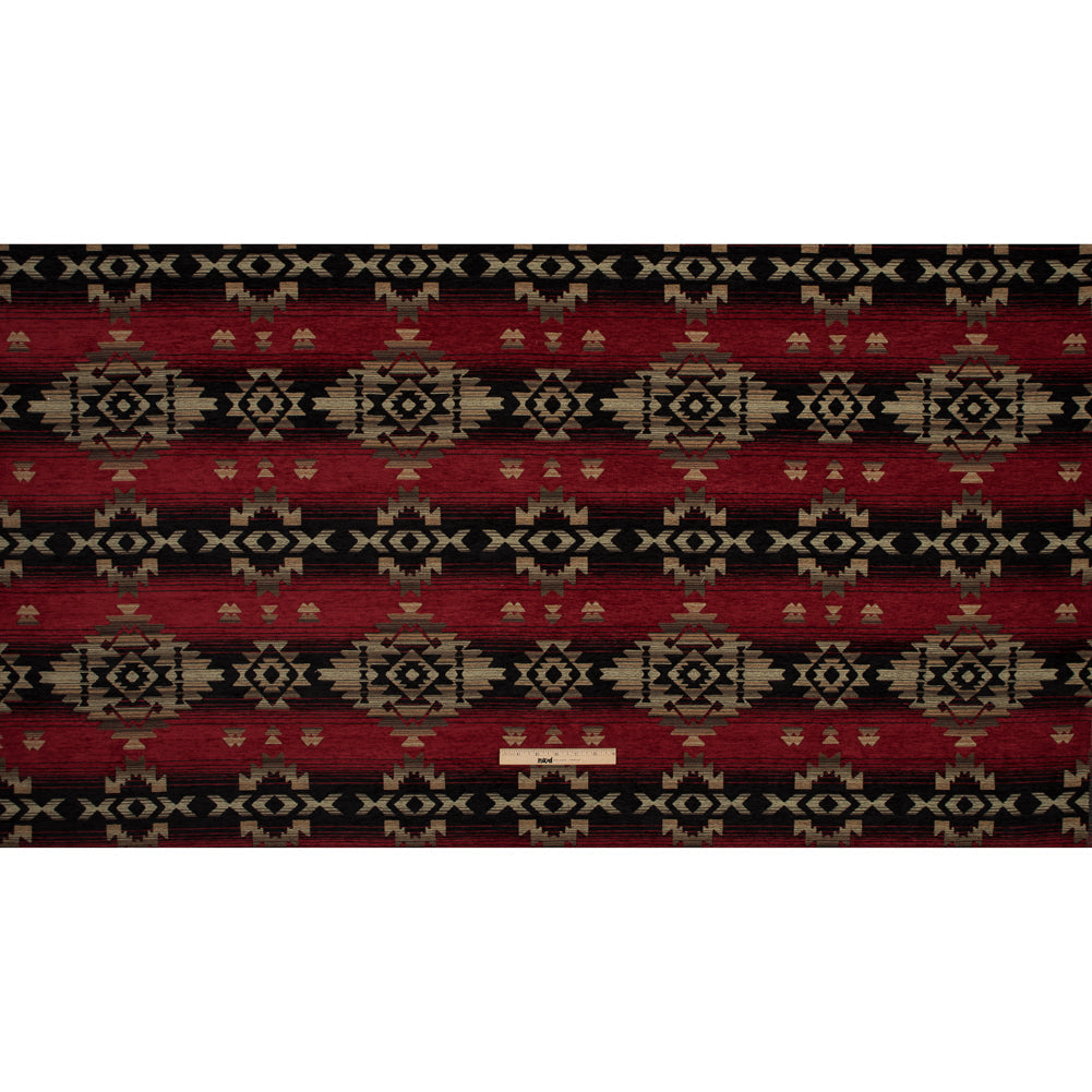 Fire Geometric Stripes Polyester Chenille