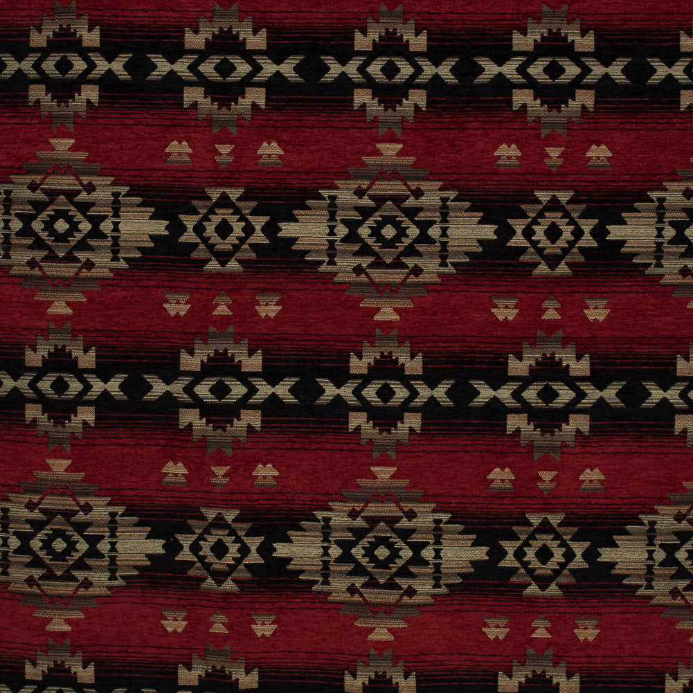 Fire Geometric Stripes Polyester Chenille