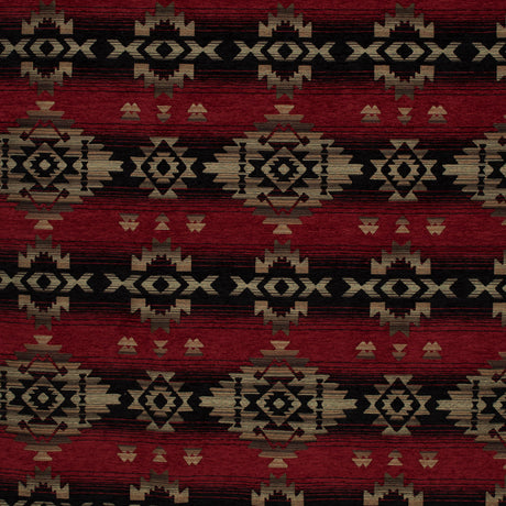 Fire Geometric Stripes Polyester Chenille