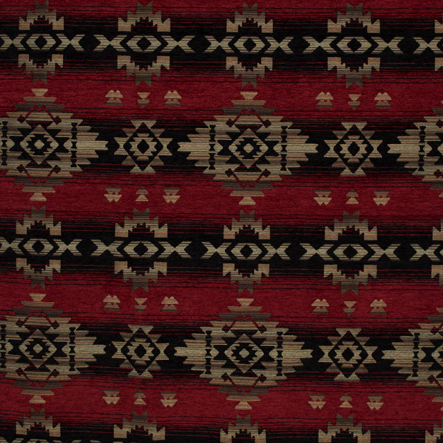 Fire Geometric Stripes Polyester Chenille