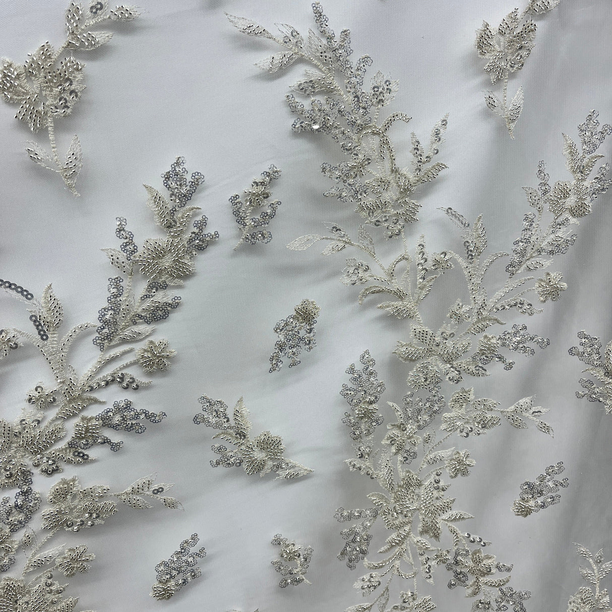 Beaded Lace Embroidered Mesh Gold Silver