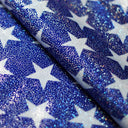 Star Bright Nylon Spandex Fabric - Red And White, Royal White, Foil Option, Patriotic American Flag Stars, 58/60" Width (1 Yard)