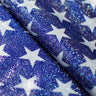 Star Bright Nylon Spandex Fabric - Red And White, Royal White, Foil Option, Patriotic American Flag Stars, 58/60" Width (1 Yard)