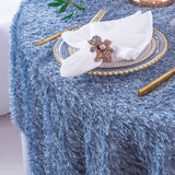 Rectangular Shaggy Plush Fringe Tablecloth 90x156 Dusty Blue