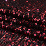 Stretch Mesh with Baby Sequins - Wine Stripes on Black