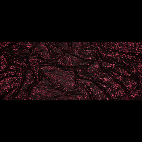 Stretch Mesh with Baby Sequins - Wine Stripes on Black