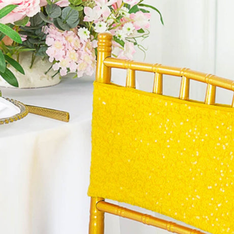 10 Pieces Luxurious Champagne Sequin Stretch Spandex Chair Bands 7 x 13 Inches
