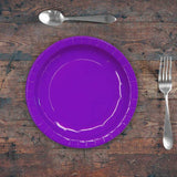 8 Count Purple Paper Plates Round Disposable Dinnerware 7 Inch Party Supplies