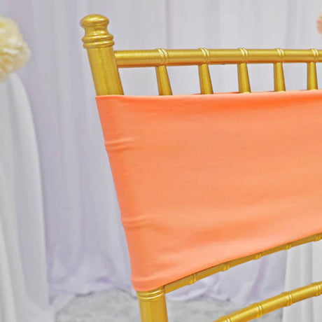 10 Pieces Soft Apricot Peach Stretch Spandex Chair Bands 7 x 13 Inches