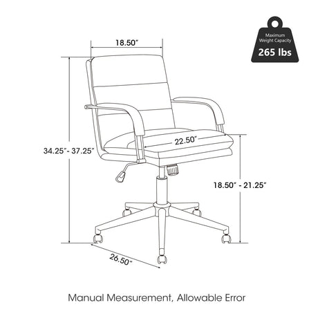 Modern Black Leatherette Gaslift Adjustable Swivel Padded Office Chair