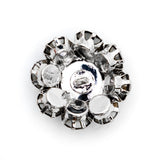 Italian Silver, Black and Crystal Rhinestone Button - 40L/25mm