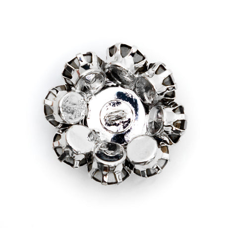 Italian Silver, Black and Crystal Rhinestone Button - 40L/25mm