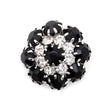 Italian Silver, Black and Crystal Rhinestone Button - 40L/25mm