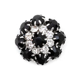 Italian Silver, Black and Crystal Rhinestone Button - 40L/25mm