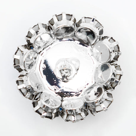 Italian Silver, Black and Crystal Rhinestone Button - 50L/32mm