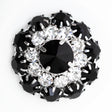 Italian Silver, Black and Crystal Rhinestone Button - 50L/32mm