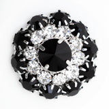 Italian Silver, Black and Crystal Rhinestone Button - 50L/32mm