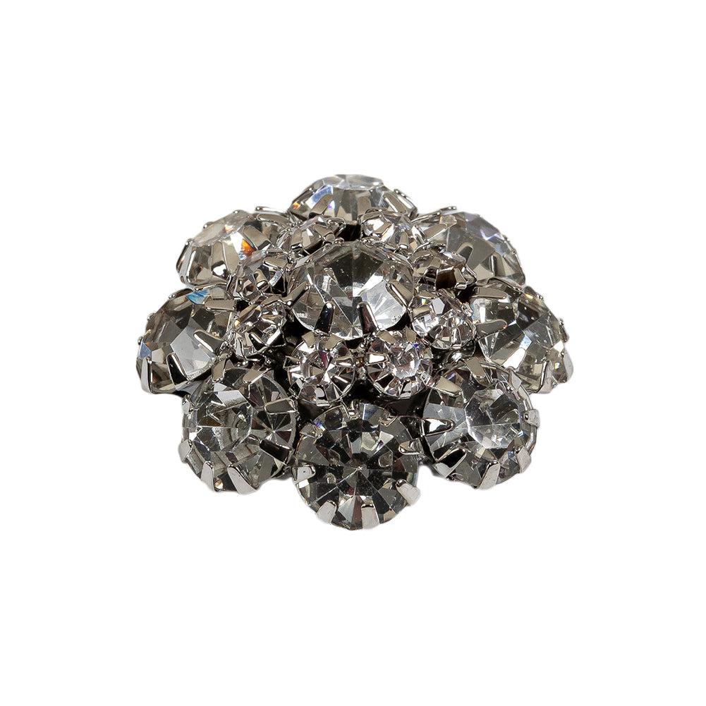 Italian Silver and Crystal Rhinestone Button - 40L/25mm