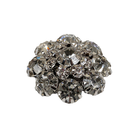 Italian Silver and Crystal Rhinestone Button - 40L/25mm