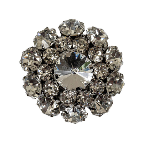 Italian Silver and Crystal Rhinestone Button - 50L/32mm