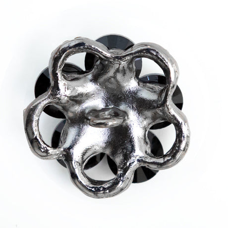 Italian Gunmetal, Black and Crystal Rhinestone Button - 48L/30.5mm