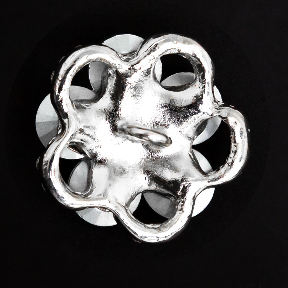 Italian Silver and Crystal Rhinestone Button - 48L/30.5mm