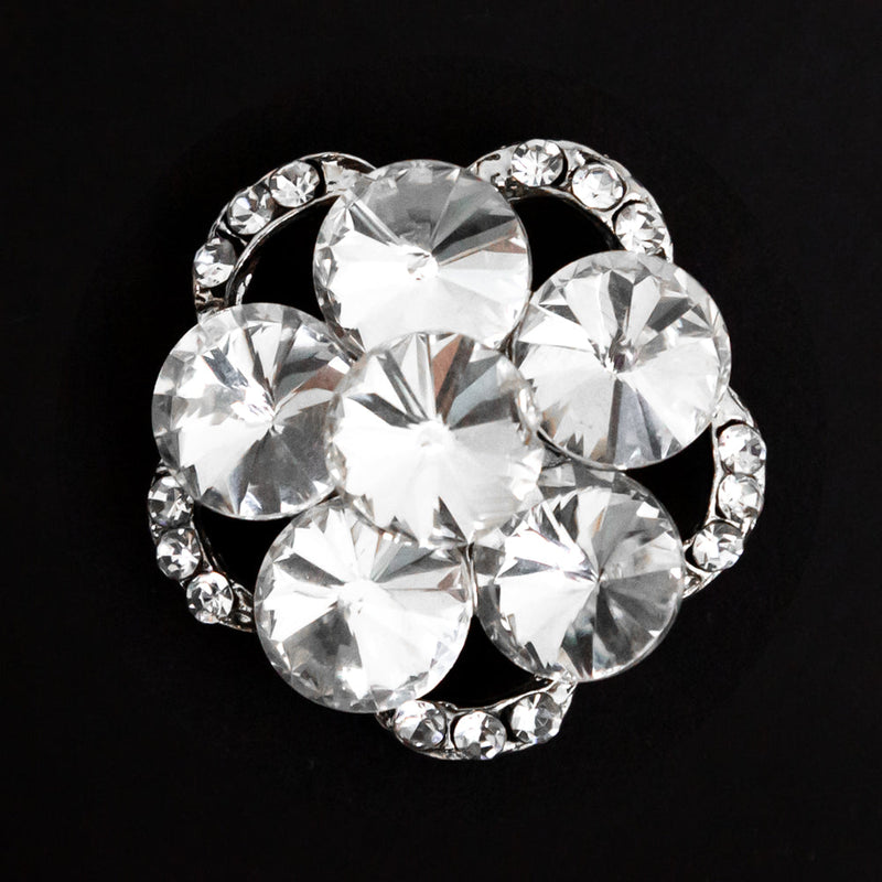 Italian Silver and Crystal Rhinestone Button - 48L/30.5mm