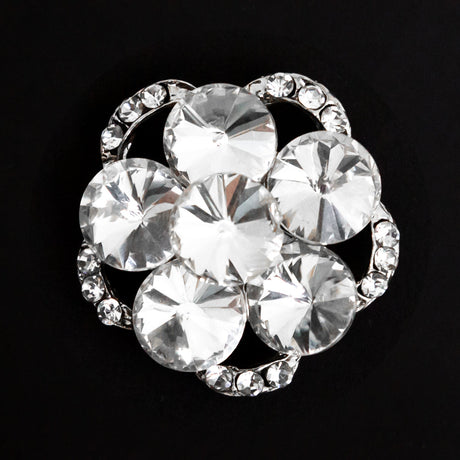 Italian Silver and Crystal Rhinestone Button - 48L/30.5mm