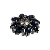 Italian Silver, Navy and Crystal Rhinestone Button - 40L/25.5mm