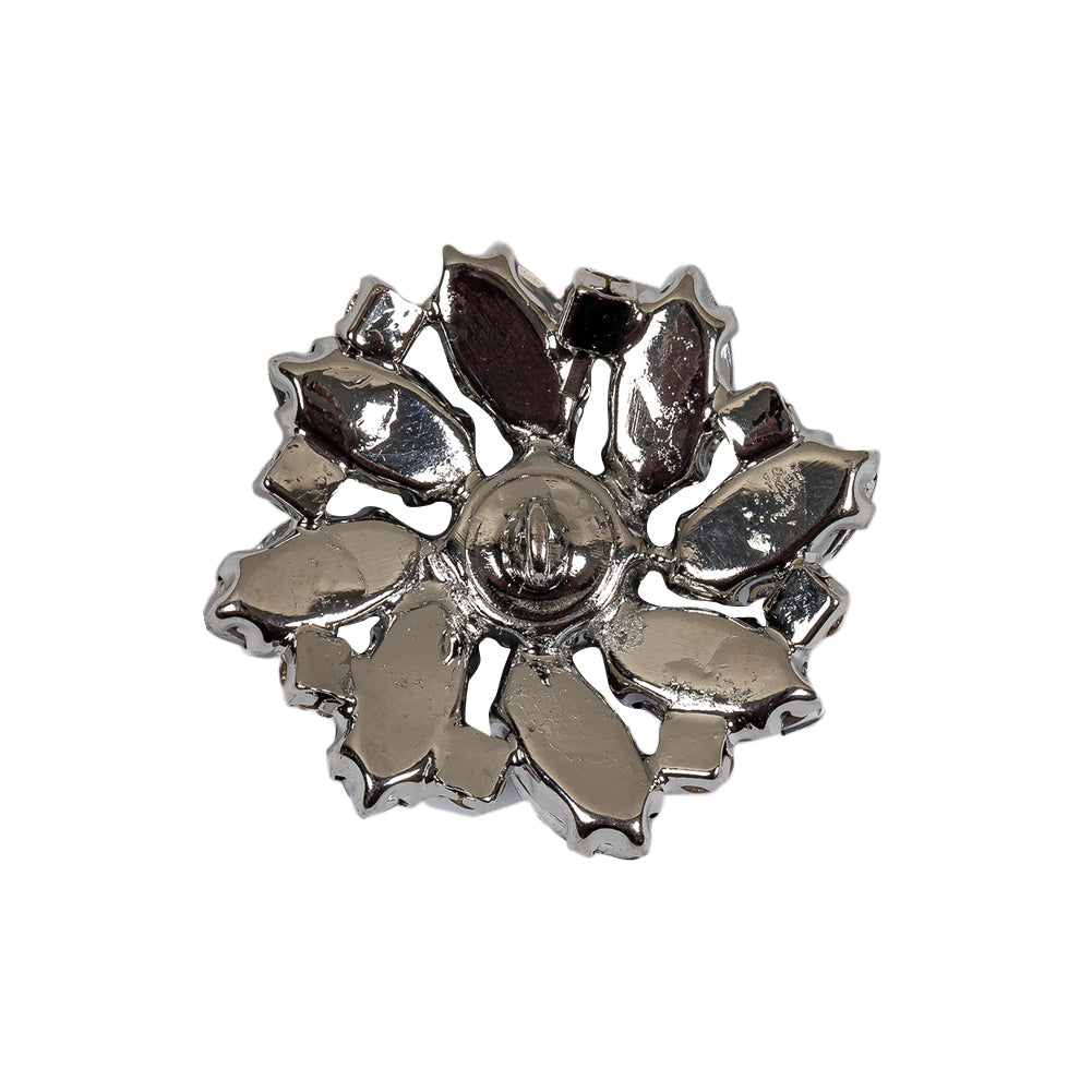 Italian Silver, Navy and Crystal Rhinestone Button - 40L/25.5mm