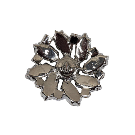 Italian Silver, Navy and Crystal Rhinestone Button - 40L/25.5mm