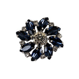 Italian Silver, Navy and Crystal Rhinestone Button - 40L/25.5mm